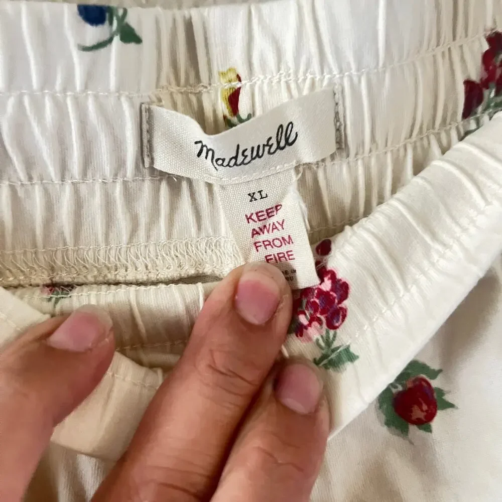 Madewell Raw-Edge Pajama shorts in fresca fruit